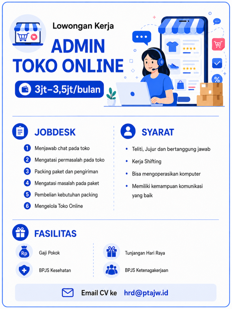 loker admin toko onlie karvelo